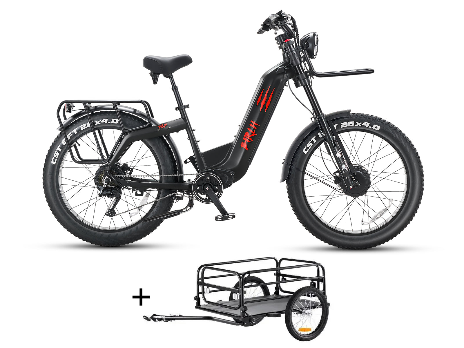 elektrofahrrad set Birch Grolar AWD Hunting Cargo Trailer Set Midnight Black