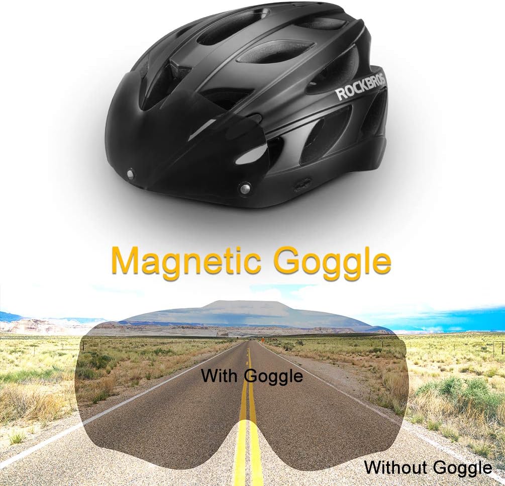 ROCKBROS Lightweight Cycling Helmet with Removable Goggles Sun Visor