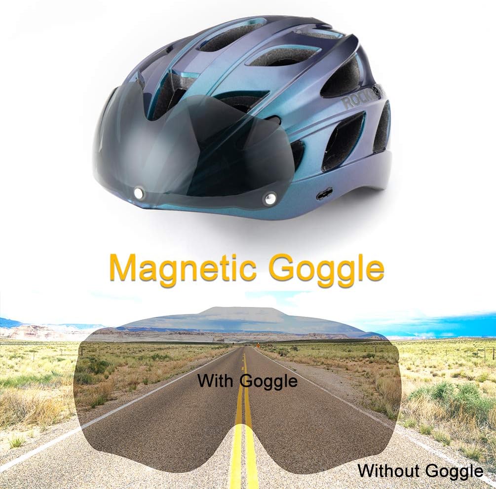 ROCKBROS Lightweight Cycling Helmet with Removable Goggles Sun Visor