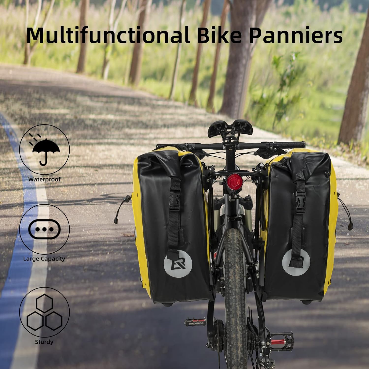 ROCKBROS 32L Waterproof Bike Panniers Durable Spacious Easy to Install