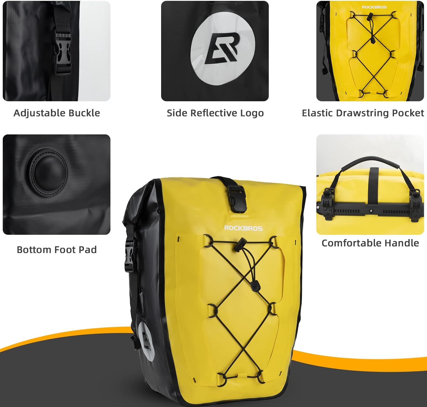 ROCKBROS 32L Waterproof Bike Panniers Durable Spacious Easy to Install