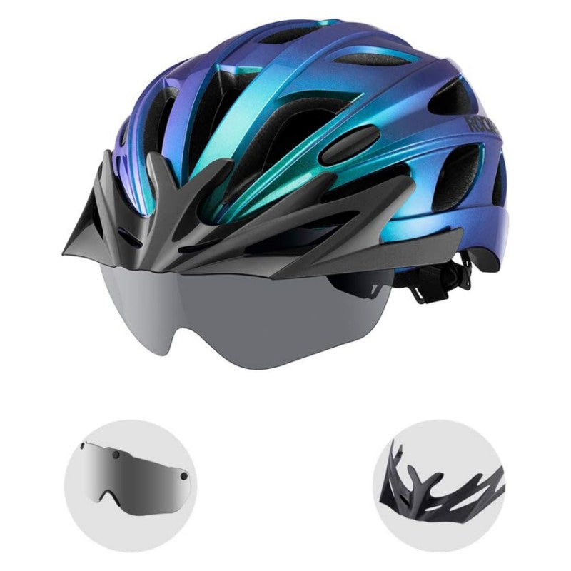 ROCKBROS Lightweight Cycling Helmet with Removable Goggles  Sun Visor