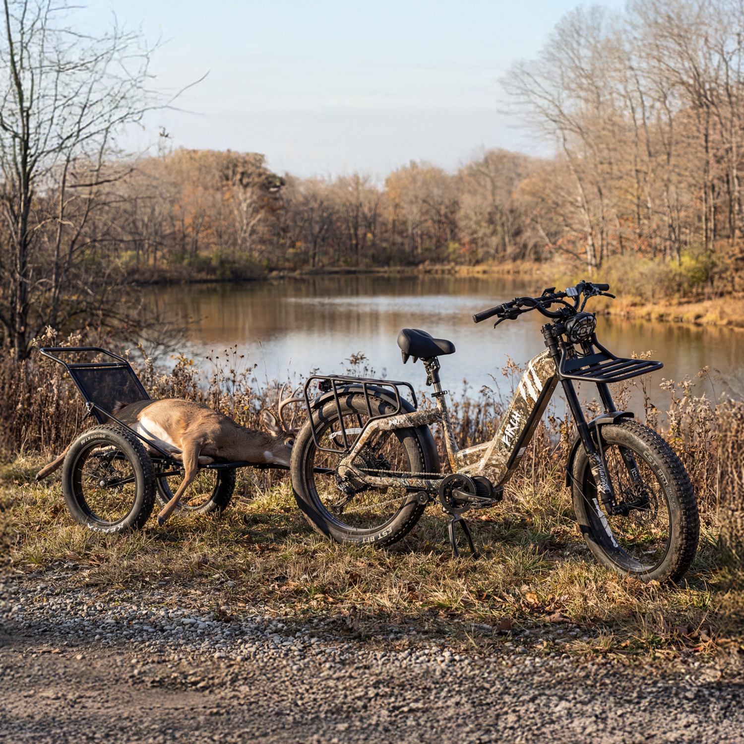 Birch Fat Tire Folding eBike Cargo Trailer for Hunting