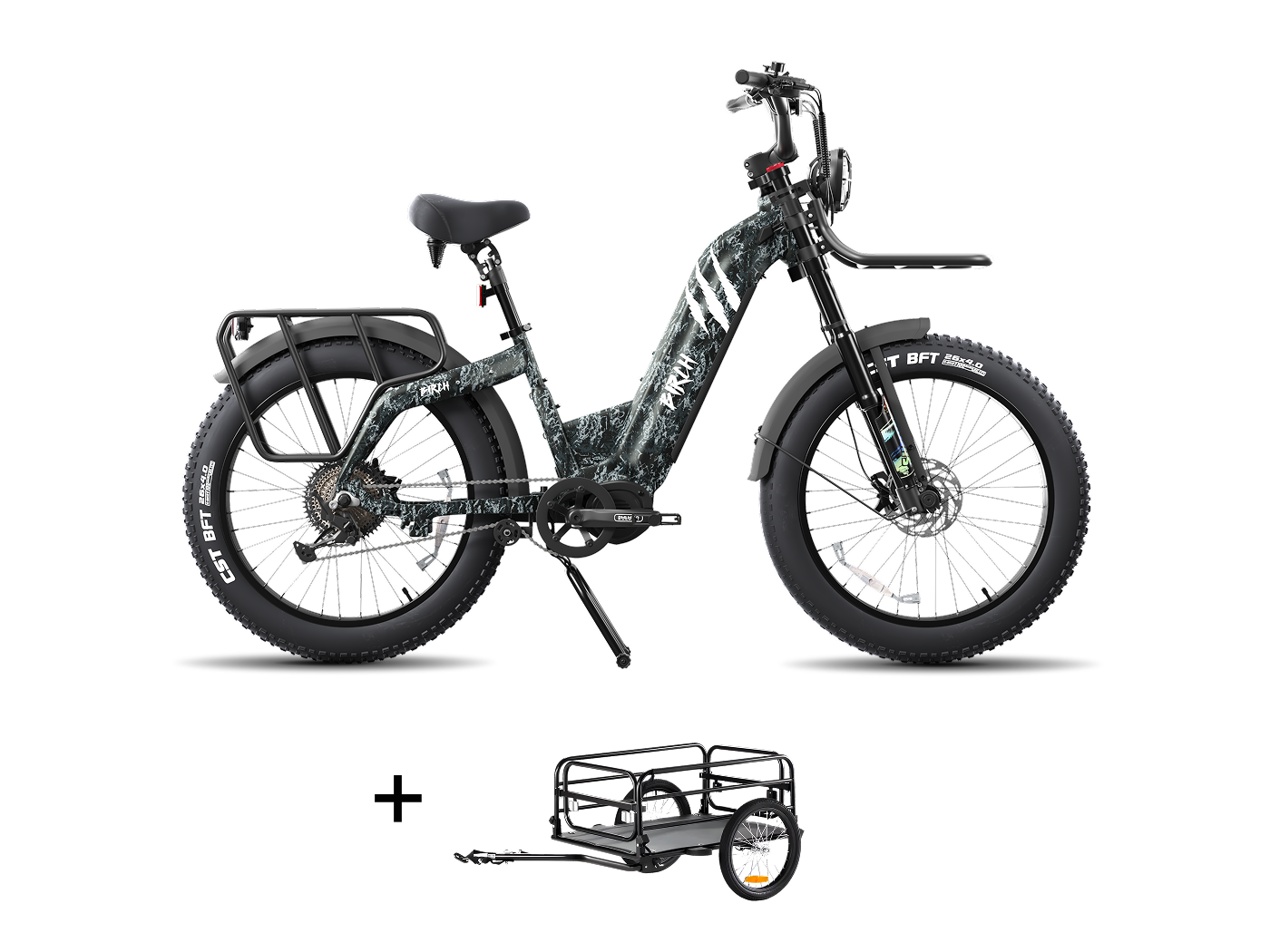 Birch Direwolf Mid-Drive Hunting eBike Cargo Trailer Set