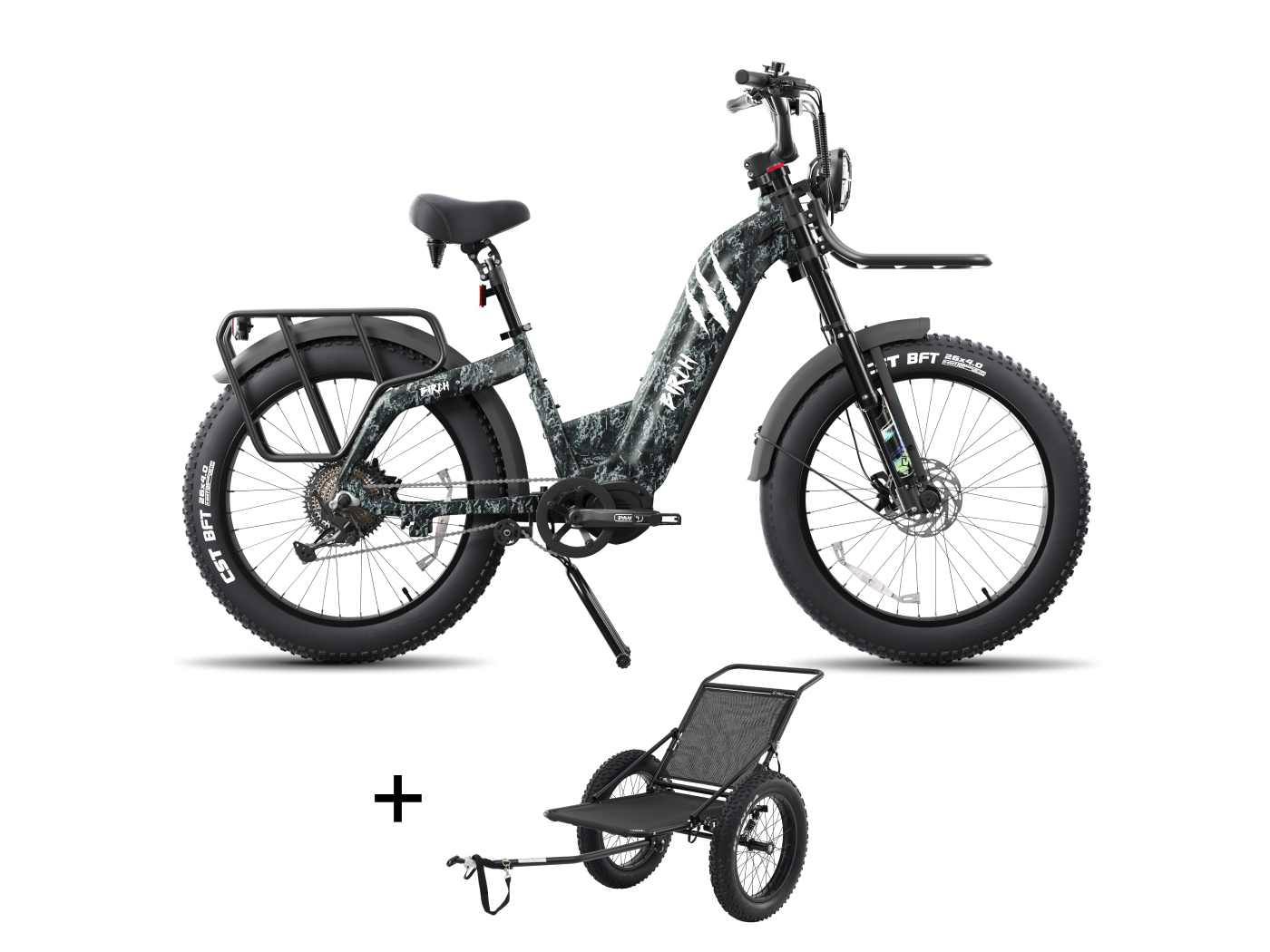 Birch Direwolf Mid-Drive Hunting eBike Gear Trailer Set