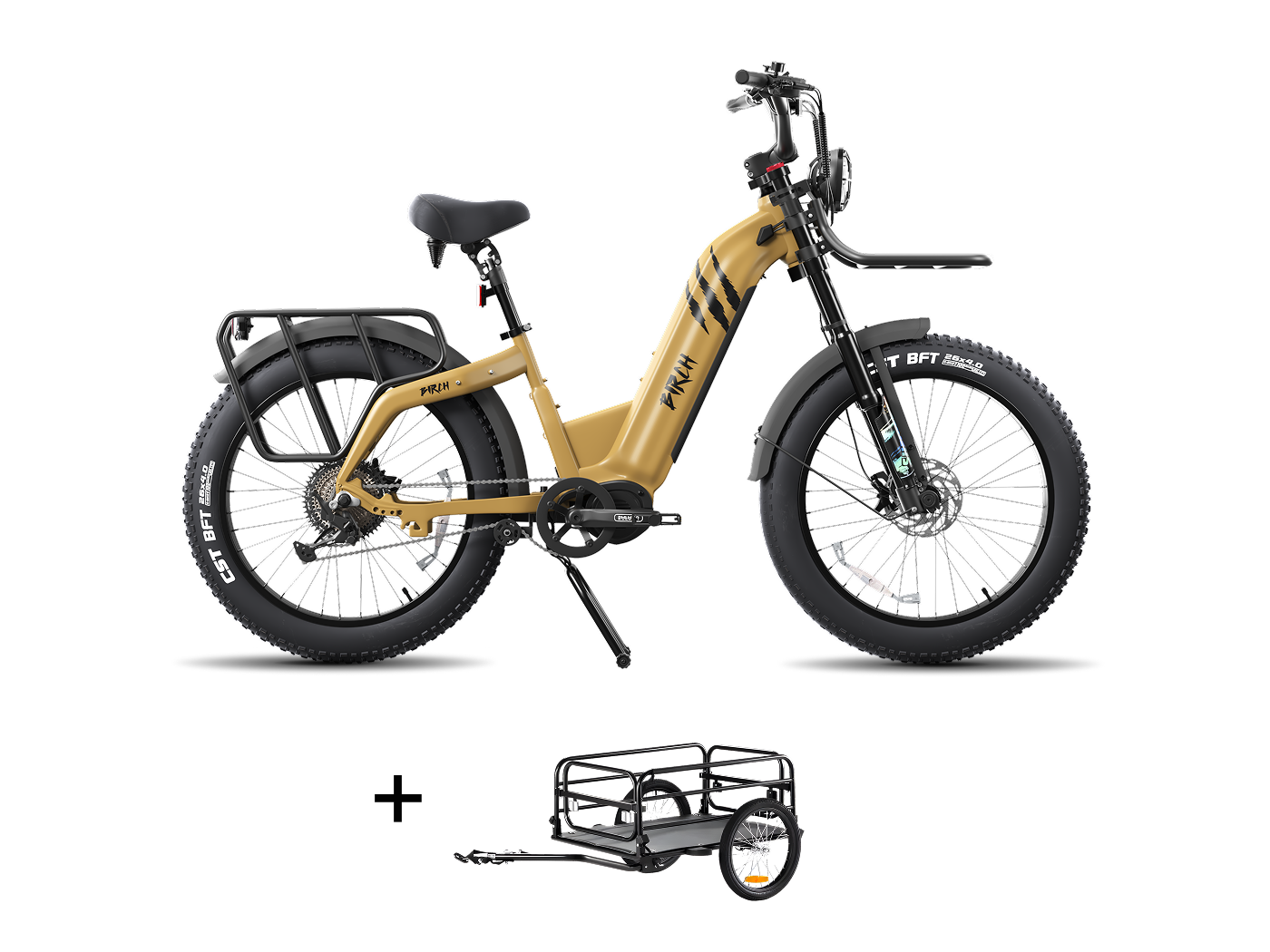 Birch Direwolf Mid-Drive Hunting eBike Cargo Trailer Set