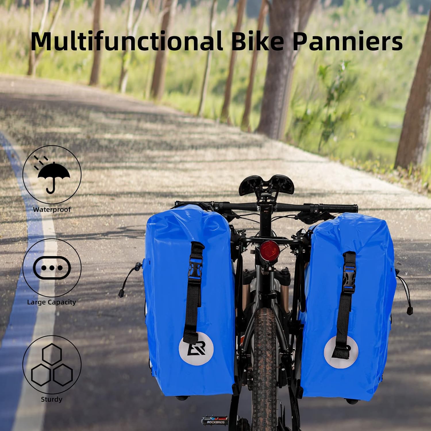 ROCKBROS 32L Waterproof Bike Panniers Durable Spacious Easy to Install
