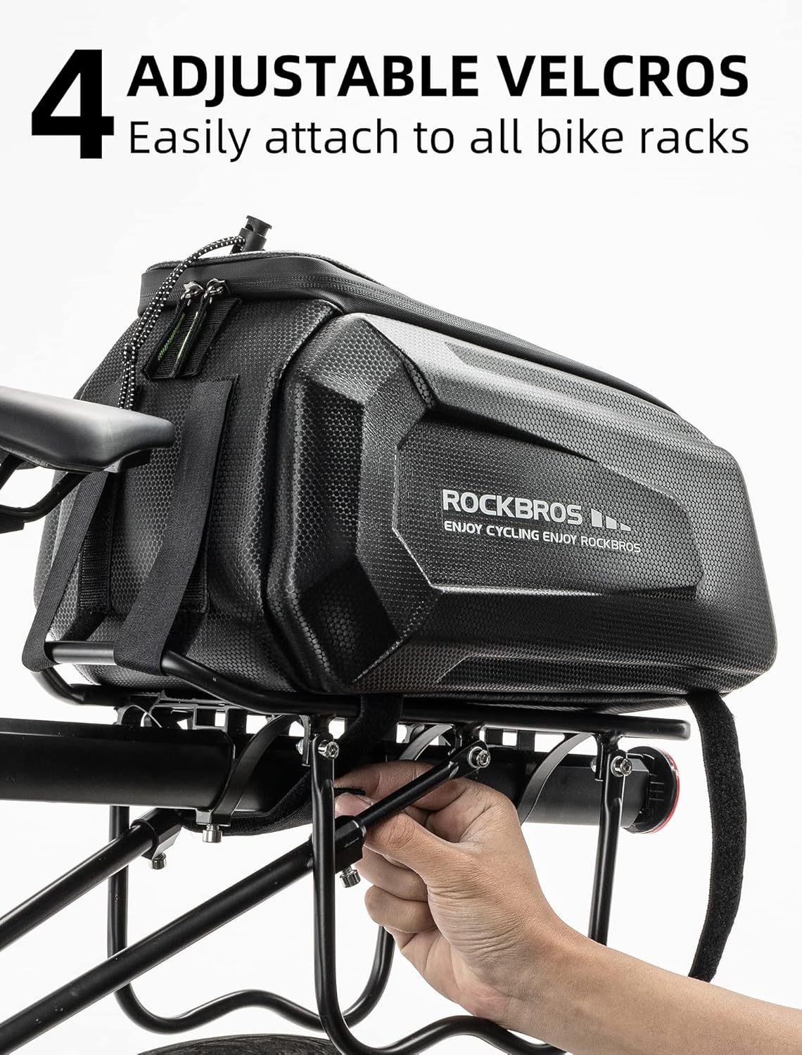 ROCKBROS Hard Shell Bike Rack Bag Waterproof 9L Capacity with Shoulder Strap